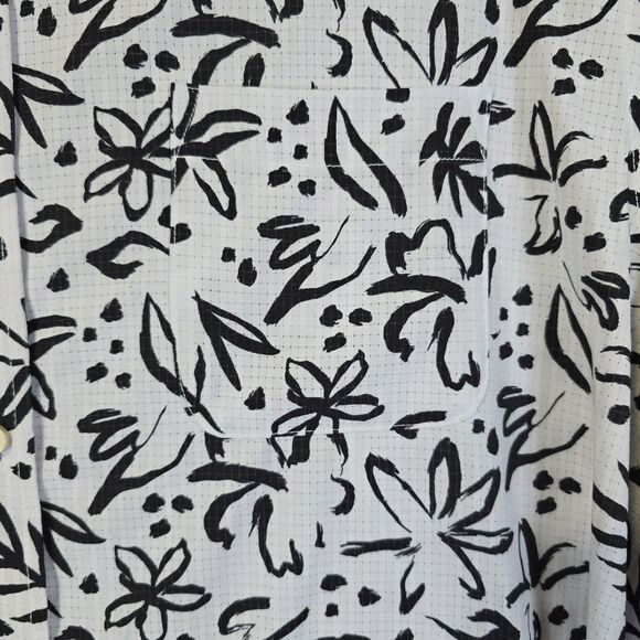 ROWM Button Down Shirt Mens XXL White Gray Black Floral Breathable - Picture 2 of 9
